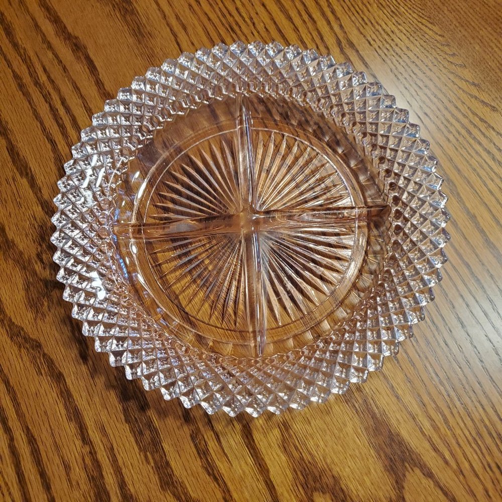 Vintage Depression Glass Hocking Miss America Pink 4-Part Relish